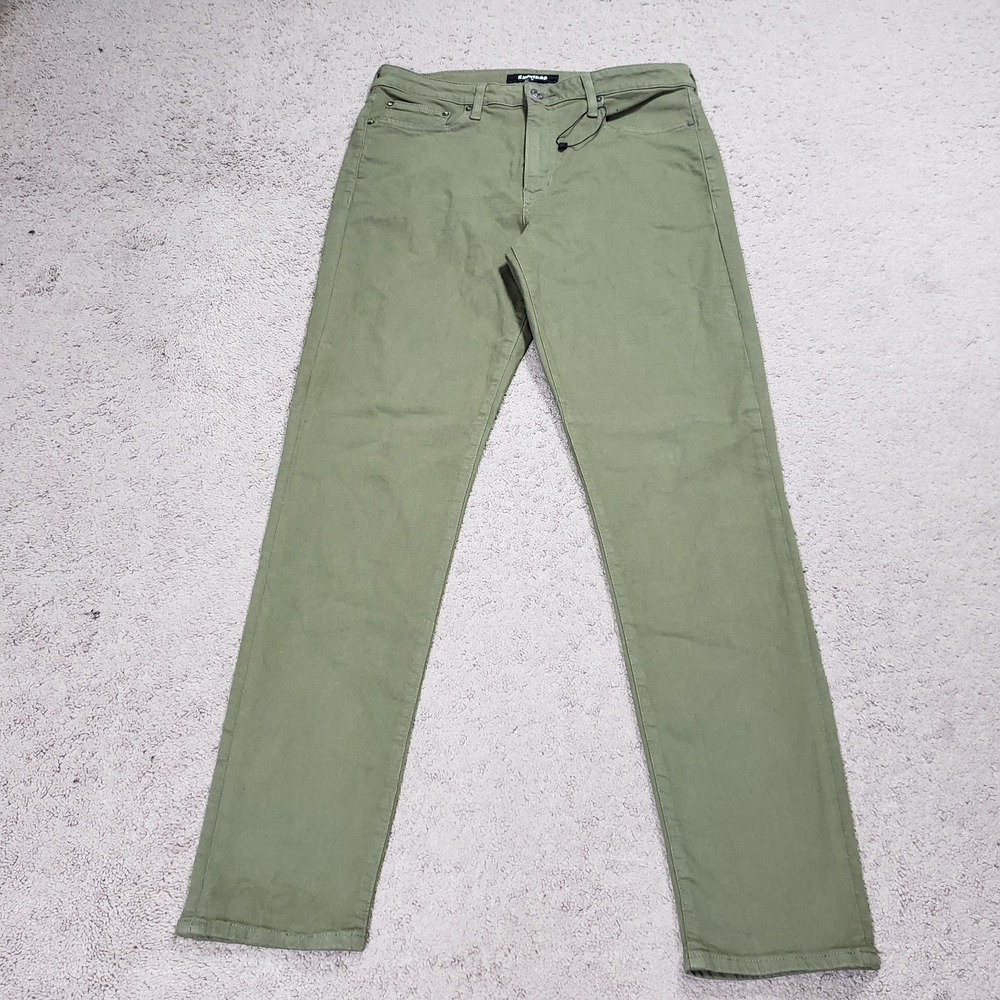 Express Hyper Stretch Slim Dusty Olive Jeans Men's Size 34x34 NWT